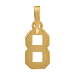 925 Sterling Silver Yellow-tone Unisex Initial Number 8 Charm Pendant
