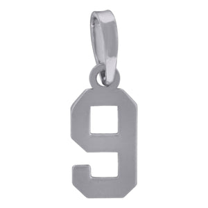 925 Sterling Silver Unisex Initial Number 9 Charm Pendant