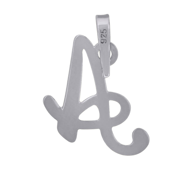 925 Sterling Silver Unisex Cursive Initial Alphabet A Charm Pendant