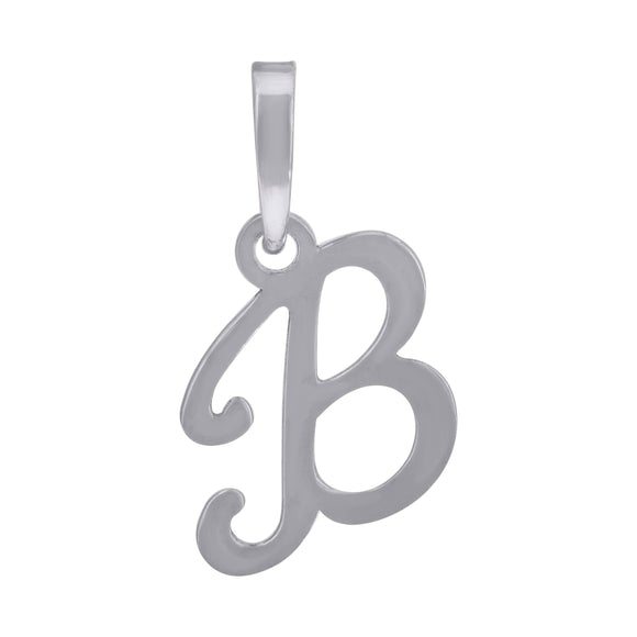 925 Sterling Silver Unisex Cursive Initial Alphabet B Charm Pendant