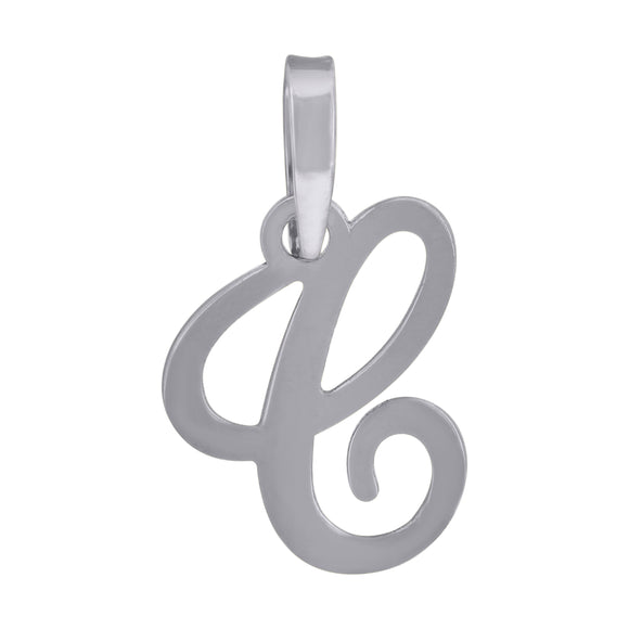 925 Sterling Silver Unisex Cursive Initial Alphabet C Charm Pendant