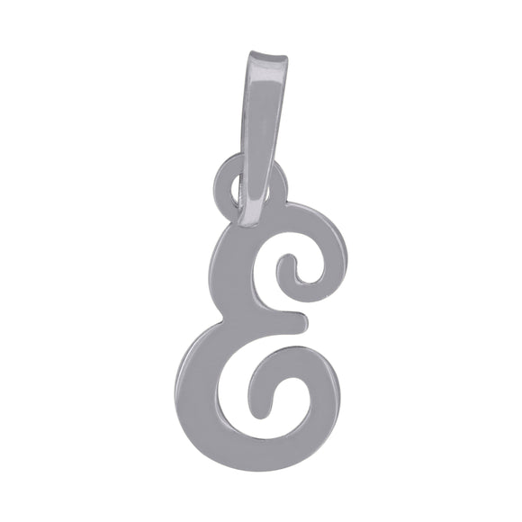 925 Sterling Silver Unisex Cursive Initial Alphabet E Charm Pendant