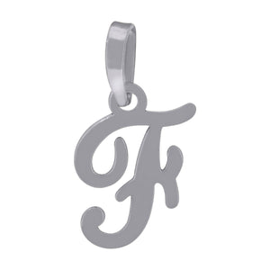 925 Sterling Silver Unisex Cursive Initial Alphabet F Charm Pendant
