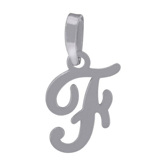 925 Sterling Silver Unisex Cursive Initial Alphabet F Charm Pendant