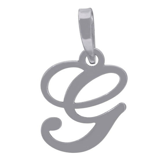 925 Sterling Silver Unisex Cursive Initial Alphabet G Charm Pendant