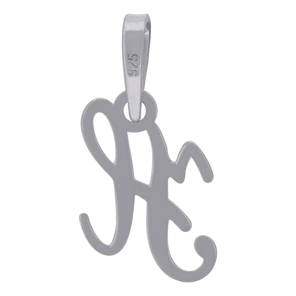 925 Sterling Silver Unisex Cursive Initial Alphabet H Charm Pendant