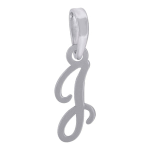 925 Sterling Silver Unisex Cursive Initial Alphabet J Charm Pendant