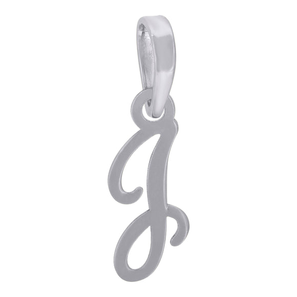 925 Sterling Silver Unisex Cursive Initial Alphabet J Charm Pendant