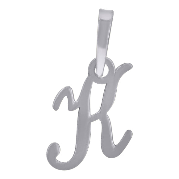 925 Sterling Silver Unisex Cursive Initial Alphabet K Charm Pendant