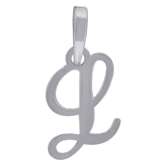 925 Sterling Silver Unisex Cursive Initial Alphabet L Charm Pendant
