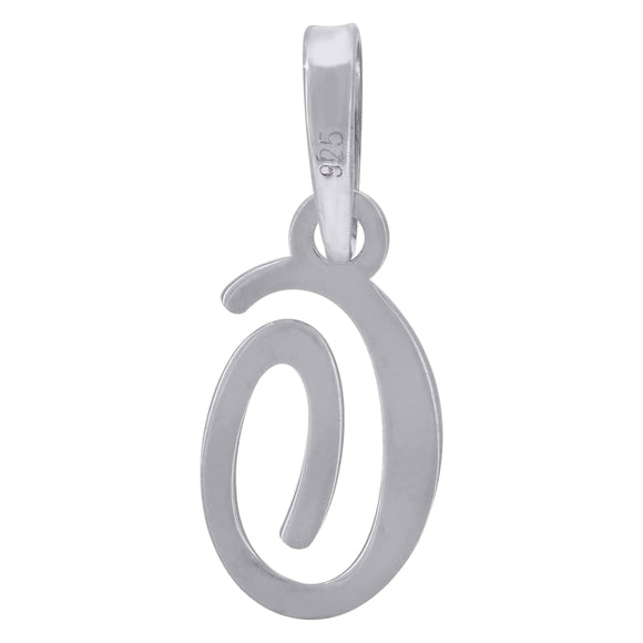 925 Sterling Silver Unisex Cursive Initial Alphabet O Charm Pendant