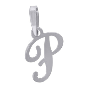 925 Sterling Silver Unisex Cursive Initial Alphabet P Charm Pendant