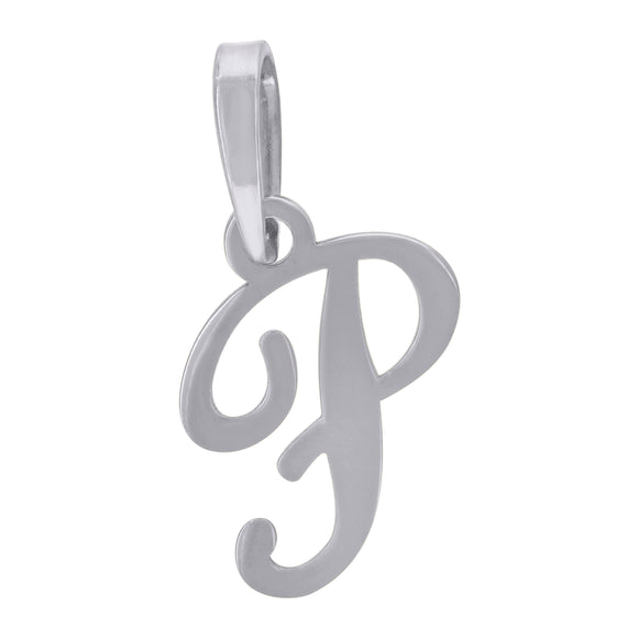 925 Sterling Silver Unisex Cursive Initial Alphabet P Charm Pendant