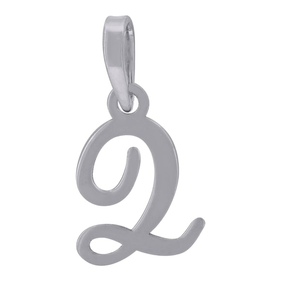 925 Sterling Silver Unisex Cursive Initial Alphabet Q Charm Pendant