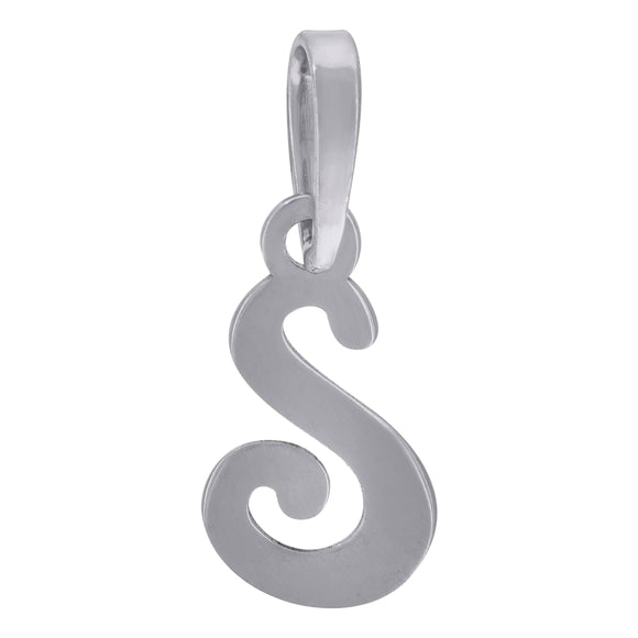 925 Sterling Silver Unisex Cursive Initial Alphabet S Charm Pendant