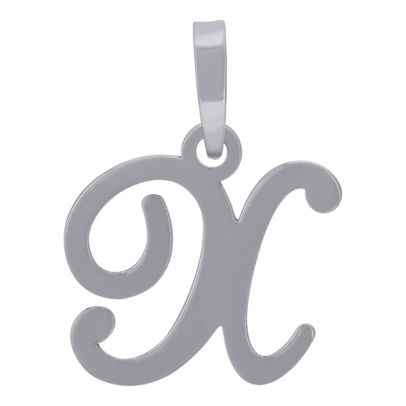 925 Sterling Silver Unisex Cursive Initial Alphabet X Charm Pendant