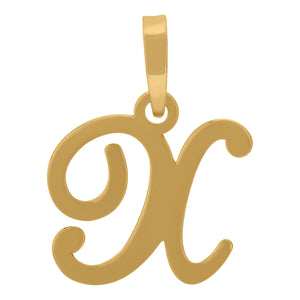 925 Sterling Silver Yellow-tone Unisex Cursive Initial Alphabet X Charm Pendant
