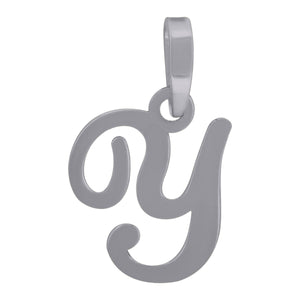 925 Sterling Silver Unisex Cursive Initial Alphabet Y Charm Pendant