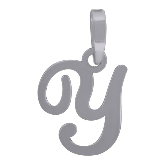925 Sterling Silver Unisex Cursive Initial Alphabet Y Charm Pendant
