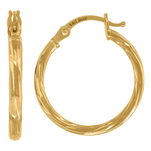 14kt Yellow Gold Womens Twisted Huggie Hoop 18mm Earrings