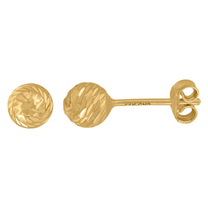 14kt Yellow Gold Womens Diamond-cut Ball 5mm Stud Earrings