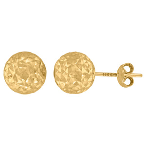 14kt Yellow Gold Womens Diamond-cut Ball 8mm Stud Earrings