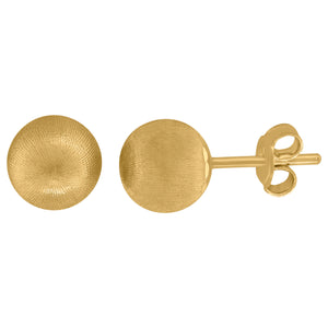 14kt Yellow Gold Womens Textured Ball 8mm Stud Earrings