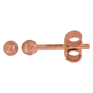 14kt Rose Gold Womens Textured 3mm Ball Stud Earrings