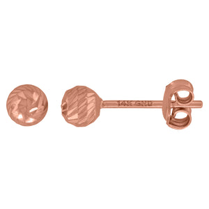 14kt Rose Gold Womens Textured 4mm Ball Stud Earrings