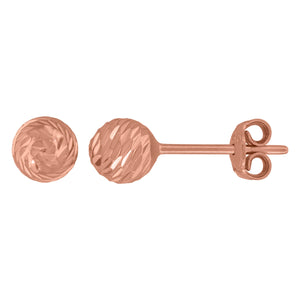 14kt Rose Gold Womens Textured 5mm Ball Stud Earrings
