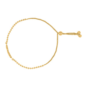 14kt Yellow Gold Womens Multi Beaded Link Adjustable Bolo Bracelet Size 10 Inches