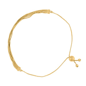 14kt Yellow Gold Womens Multi-strand Link Adjustable Bolo Bracelet Size 9 Inches