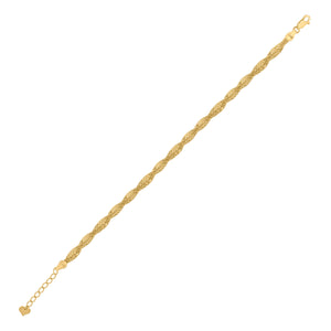 14kt Yellow Gold Womens Twisted Chain Link Mesh Bolo Bracelet Size 7 Inches