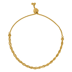 14kt Yellow Gold Womens Twisted Link Heart Braided Adjustable Bolo Bracelet Size 10 Inches