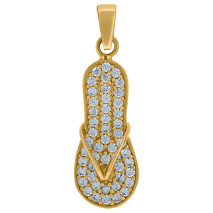 14kt Yellow Gold Womens Cubic Zirconia Flipflop Slipper Charm Fashion Pendant