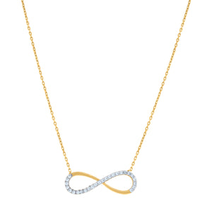 14kt Two-tone Gold Womens Cubic Zirconia Love Infinity Charm Pendant