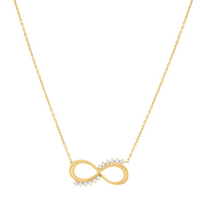 14kt Yellow Gold Womens Cubic Zirconia Love Infinity Charm Pendant