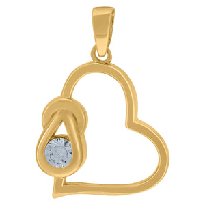 14kt Yellow Gold Womens Cubic Zirconia Heart Charm Pendant