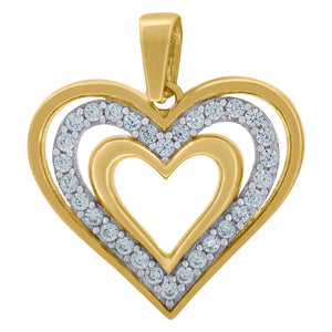 14kt Two-tone Gold Womens Cubic Zirconia Three Open Hearts Charm Pendant