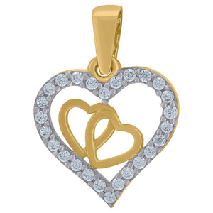 14kt Two-tone Gold Womens Cubic Zirconia Three Open Hearts Charm Pendant