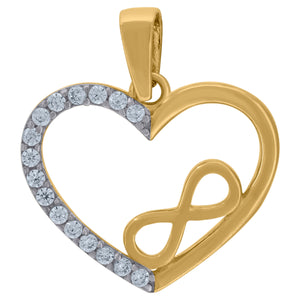 14kt Two-tone Gold Womens Cubic Zirconia Love Infinity Heart Charm Pendant