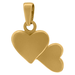 14kt Yellow Gold Womens Polished Finish Double Hearts Charm Pendant