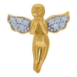 14kt Two-tone Gold Womens Cubic Zirconia Praying Angel Charm Pendant