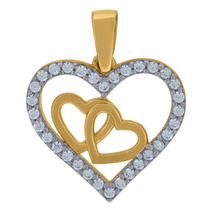 14kt Two-tone Gold Womens Cubic Zirconia Three Open Hearts Charm Pendant
