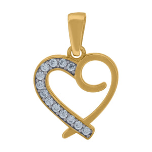 14kt Two-tone Gold Womens Cubic Zirconia Open Heart Charm Pendant
