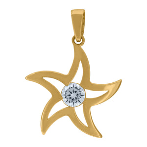 14kt Yellow Gold Womens Cubic Zirconia Star Charm Fashion Pendant
