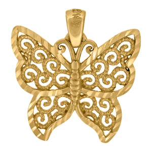 14kt Yellow Gold Womens Textured Butterfly Charm Pendant