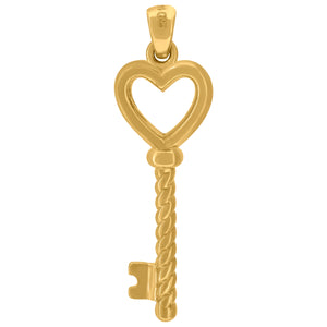 14kt Yellow Gold Womens Polished Finish Key To My Heart Charm Pendant