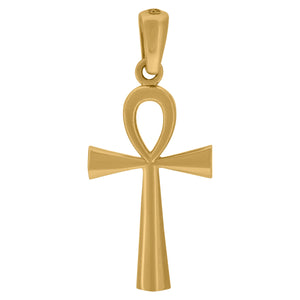 14kt Yellow Gold Unisex Polished Finish Ankh Cross Religious Charm Pendant