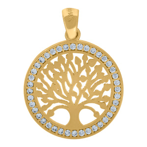 14kt Yellow Gold Womens Cubic Zirconia Tree Of Life Charm Goodluck Pendant